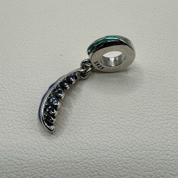 Genuine 925 Sterling Silver Enameled Feather Charm - Picture 4 of 8